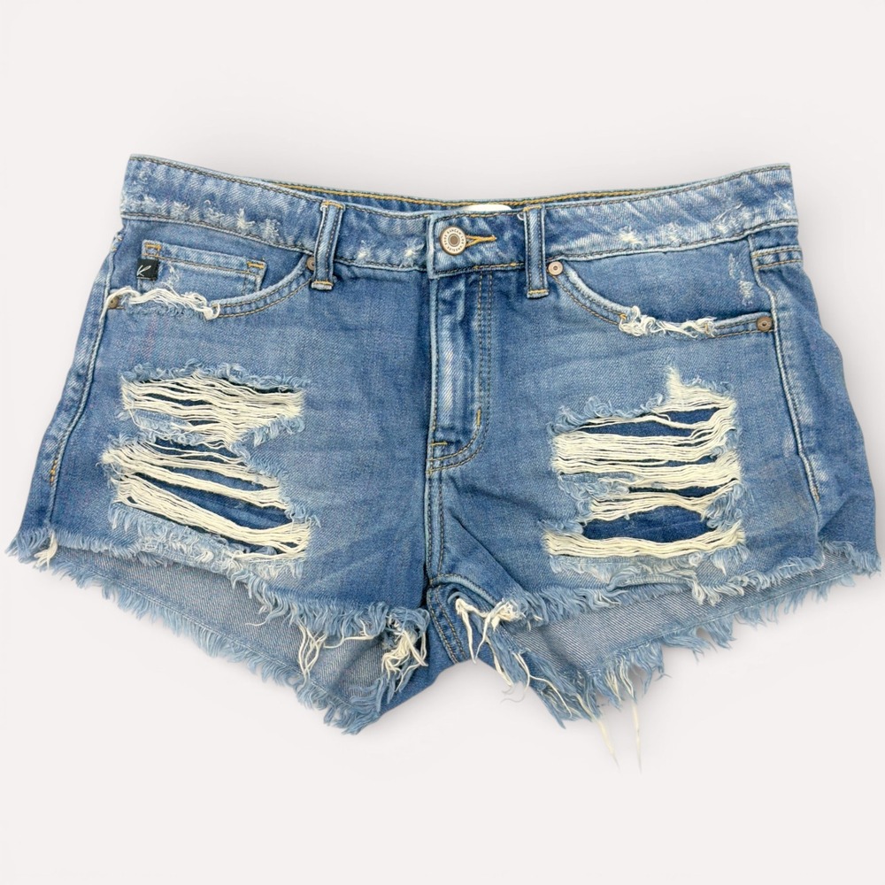 KanCan Los Angeles Distressed Denim Shorts‎ M Frayed Cutoff Festival Y2K Boho